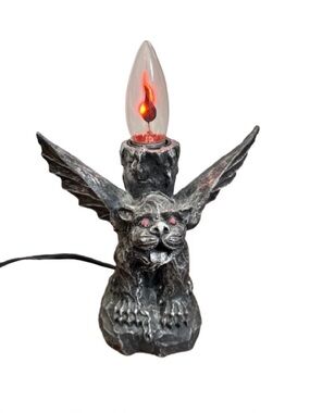 Gothic Gargoyle Novelty Lamp - Red Eyes & Flicker Flame